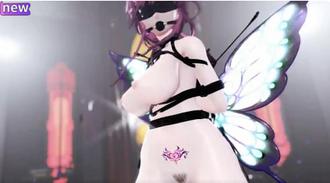 MMD紫发异种魅魔黑丝狂舞，骚穴大开淫水横流求肏！3D